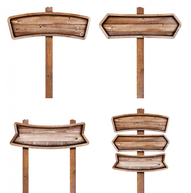 Signo de madera aislado sobre fondo blanco