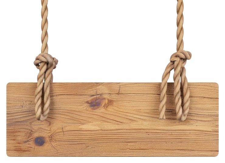 Foto signo de madera de png 1 línea título banner juguete de columpio de madera sencillo