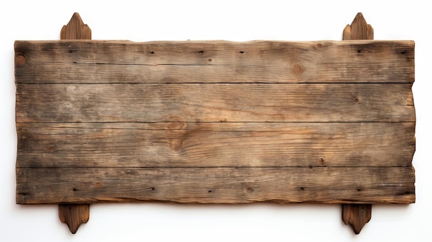 Signo de madera rústico aislado sobre un fondo blanco