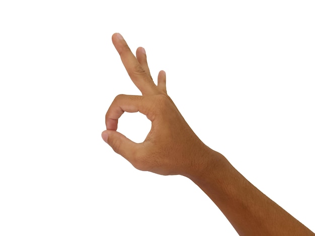 Signo de la mano en fondo blanco