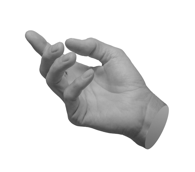 Signo de la mano puntero de índice indicando mostrando aislado en fondo blanco