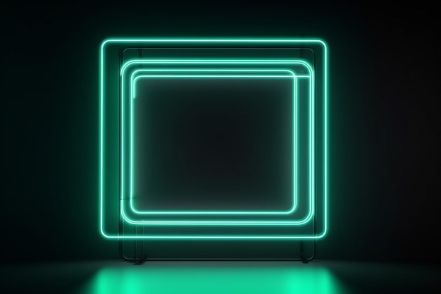 Signo de marco cuadrado en la imagen de forma rectangular sobre un fondo negro Vista superior IA generativa de estilo futurista