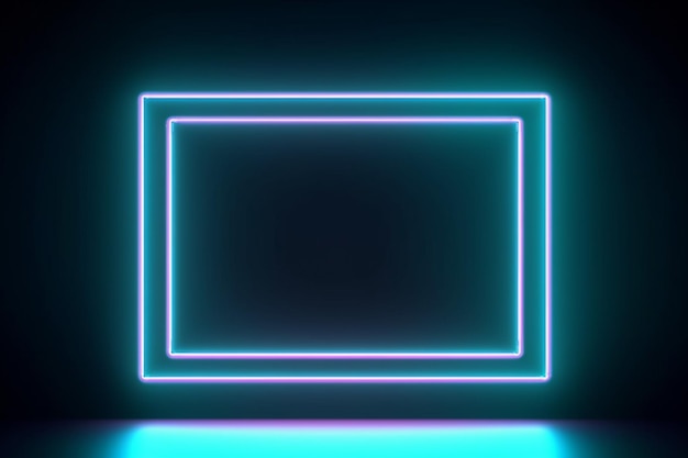 Signo de marco cuadrado en la imagen de forma rectangular sobre un fondo negro Vista superior IA generativa de estilo futurista