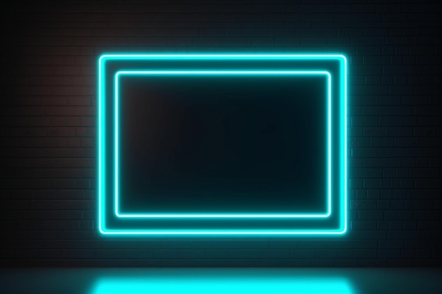 Signo de marco cuadrado en la imagen de forma rectangular sobre un fondo negro Vista superior IA generativa de estilo futurista