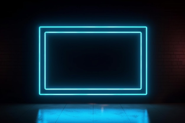 Signo de marco cuadrado en la imagen de forma rectangular sobre un fondo negro Vista superior IA generativa de estilo futurista