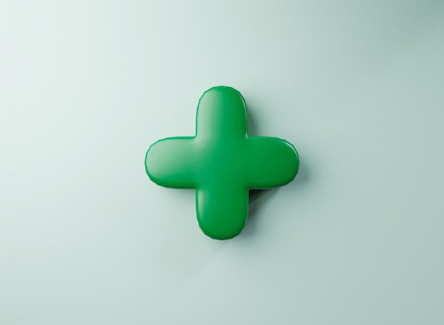 Foto signo más verde para una mentalidad de pensamiento positivo de beneficio de desarrollo personal y concepto de seguro de salud mediante representación 3d