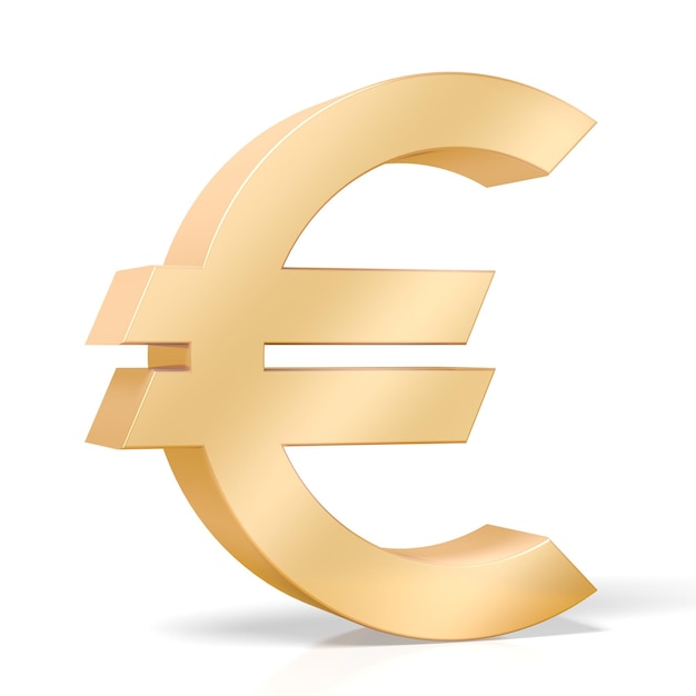 Signo de moneda euro sobre fondo blanco Ilustración 3D