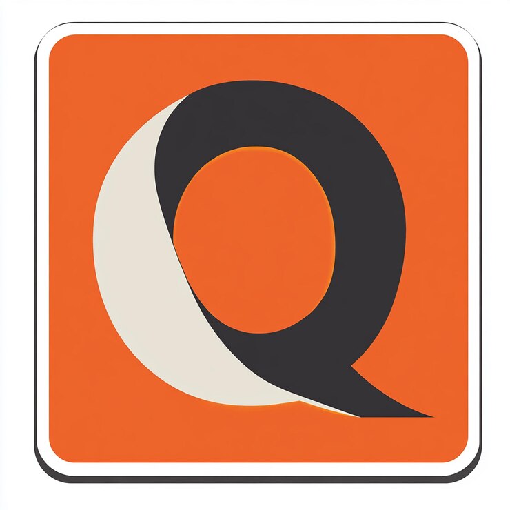Foto un signo naranja y blanco con una letra q en él
