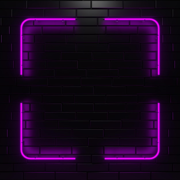 Signo de neón Estandarte de luz brillante cuadrado con espacio de copia Marco rectangular eléctrico sobre fondo oscuro