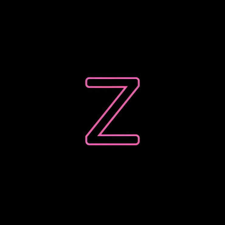 Foto signo de neón con la letra z en fondo oscuro