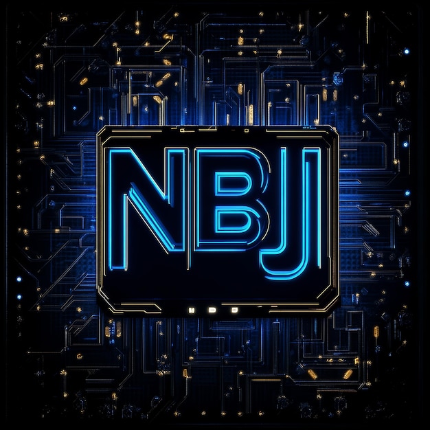 Signo de neón en la placa base de renderización 3D del dibujo digital de la computadora