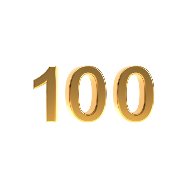 Signo de número d d oro número uno símbolo de cien aislado en fondo blanco