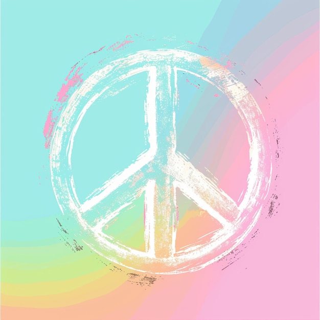 Foto signo de paz arafed pintado con un fondo pastel generativo ai