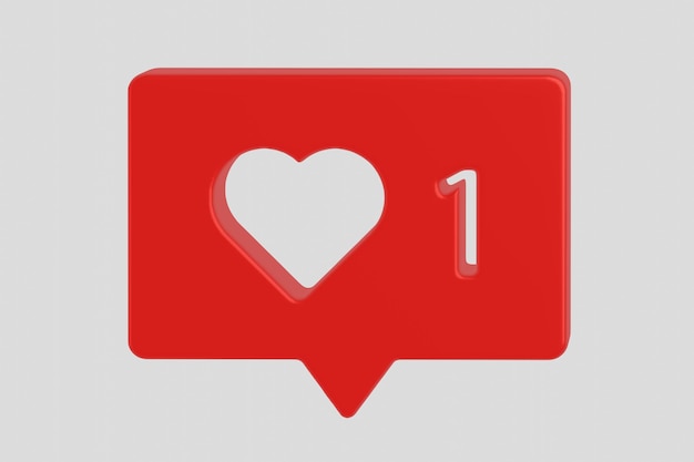 Signo de retroalimentación red social notificación de redes sociales amor corazón icono Simple como notificación 3d render