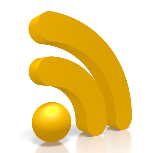 Signo de señal wifi amarillo geométrico Ilustración 3D