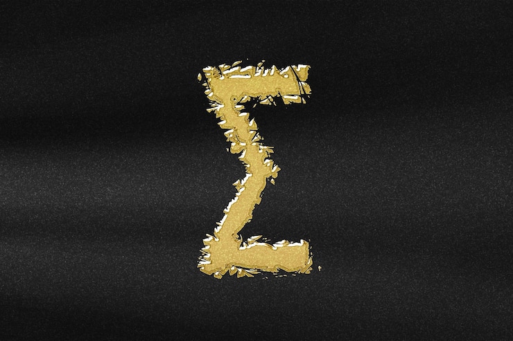 Foto signo sigma. letra sigma, símbolo del alfabeto griego, oro abstracto con fondo negro