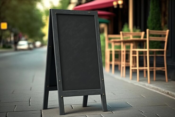 Signo de tienda de restaurante en blanco