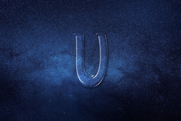 signo Upsilon. Letra upsilon, símbolo del alfabeto griego, fondo espacial