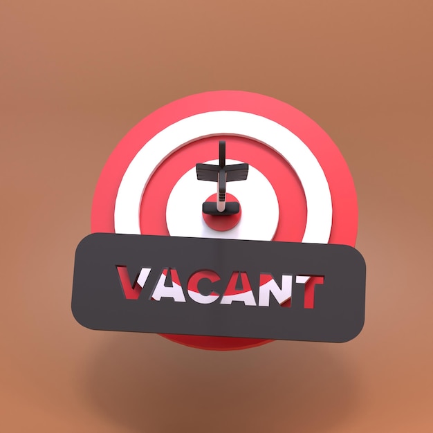Signo vacante y representación 3D de propósito rojo