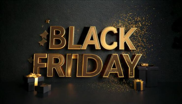 Foto signo de venta de viernes negro en fondo negro