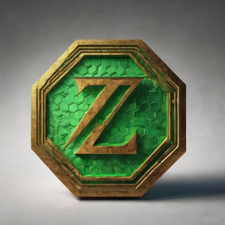 Foto signo zeta letra zeta símbolo del alfabeto griego hexágono verde