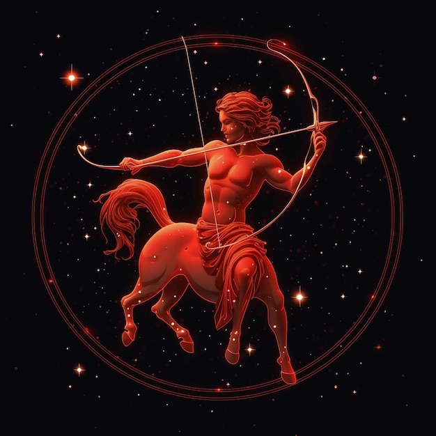 signo zodiacal de sagitario con un caballo y una flecha ai generativo