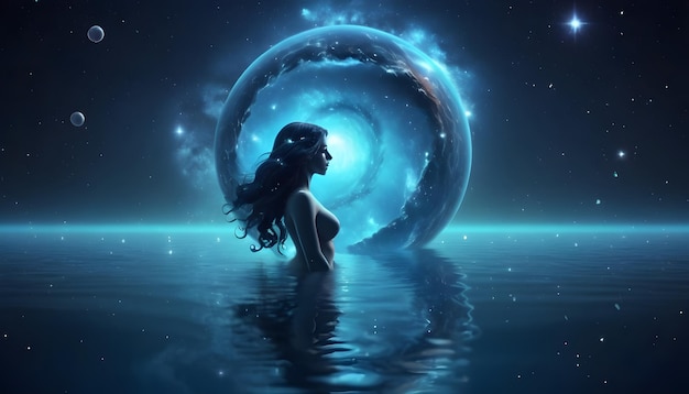 El signo del zodiaco Acuario hermoso universo fondo agua