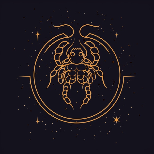 Foto signo del zodíaco del escorpión sobre un fondo oscuro ai generativo
