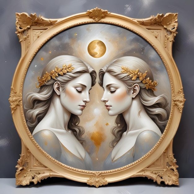 Signo del zodiaco Géminis una pintura de dos mujeres