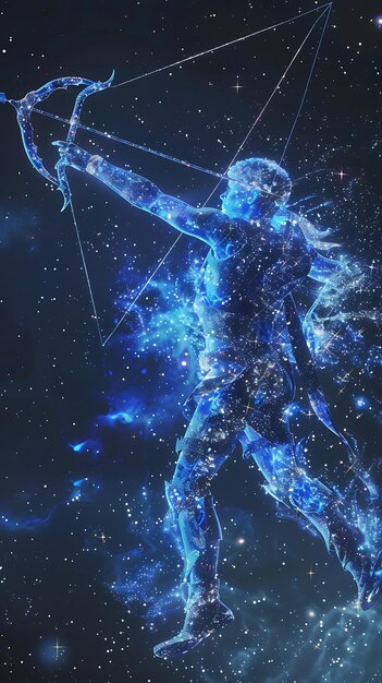 signo del zodiaco de sagitario con un arco y una flecha en el cielo