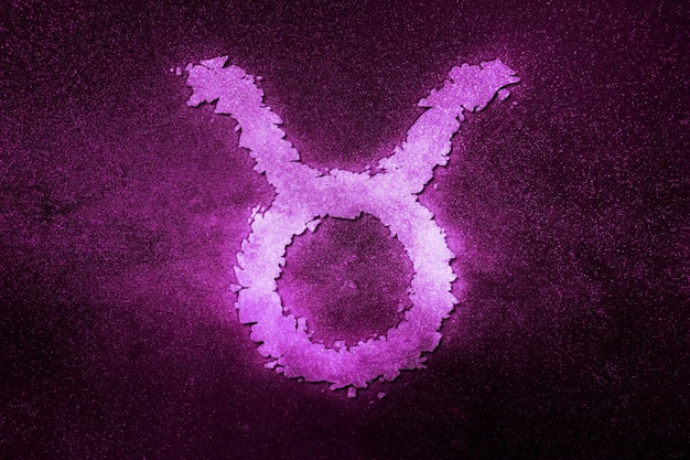 Signo del zodíaco Tauro, cielo nocturno, Fondo de astrología del horóscopo, Tauro, fondo del espacio magenta