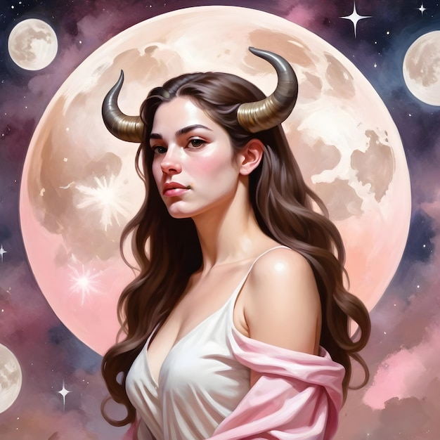 Signo del zodiaco Tauro una mujer con cuernos