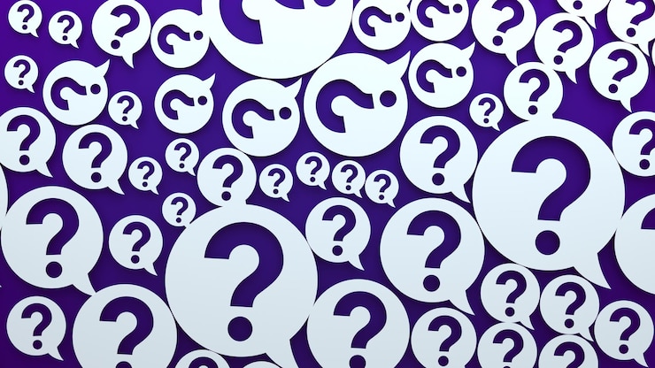 Foto signos de interrogación y fondo de burbujas de discurso. procesamiento 3d