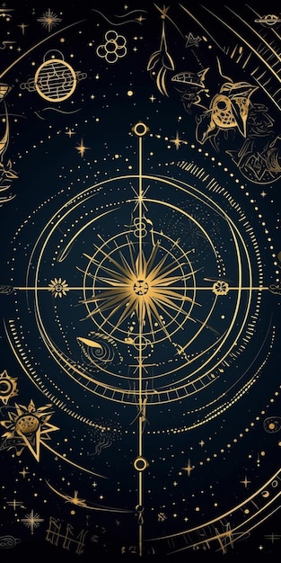 Los signos del zodiaco y las constelaciones en un fondo azul oscuro generativo ai