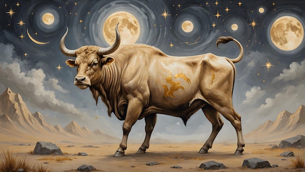 Los signos del zodiaco de Tauro un cuadro de una vaca