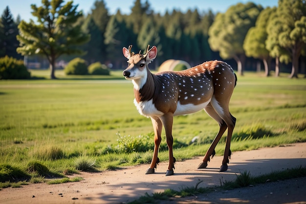 Sika-Hirsche Wald Wildtiere Elch schöne gefährdete Tiere Hirsche Tapeten Hintergrundillustration