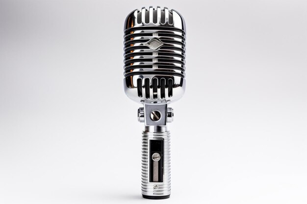 Silberfarbenes, professionelles Mikrofon im Retro-Stil, ausgeschnitten