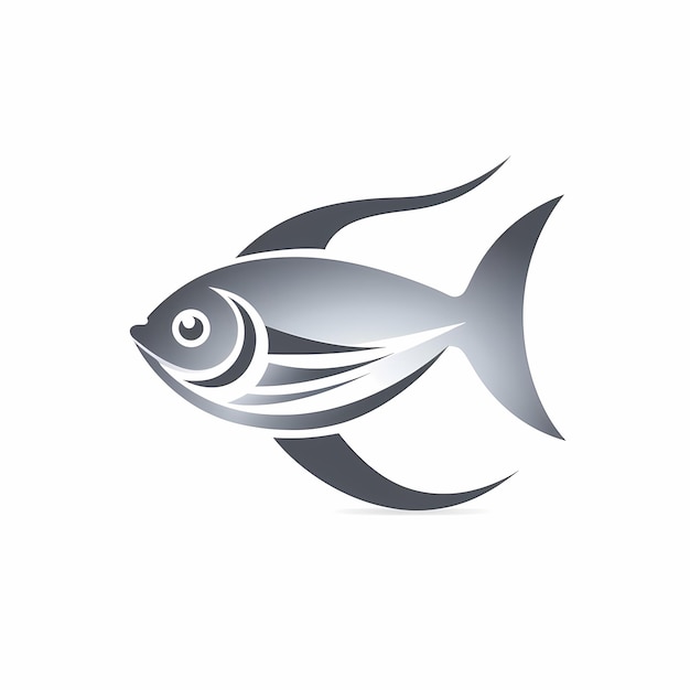 Silberflossen, die ein einfaches und auffallendes Fisch-Logo gestalten