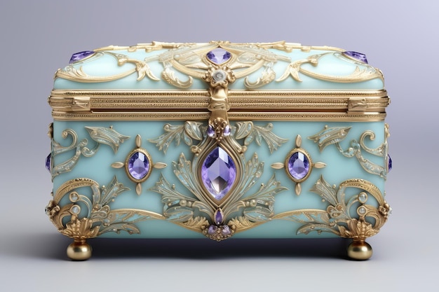 Silbergold und Amethyst eingelegte Box-Eleganz auf fliederfarbenem Hintergrund