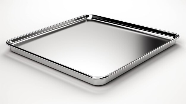 Foto silberne plain stainless steel bar tray isoliert auf weißem hintergrund