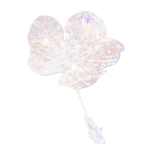 Silberner holographischer Kirschblüten-Aufkleber mit weißem Rand