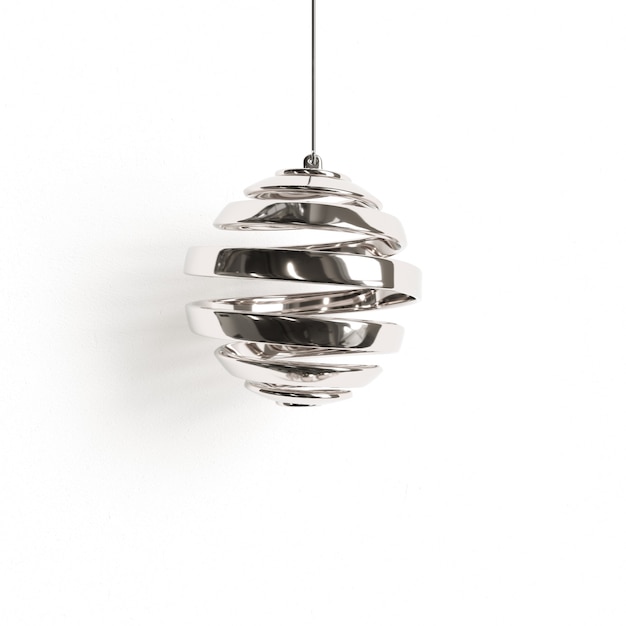 Silberner Verzierungs-Weihnachtsball auf weißem Hintergrund. minimale Weihnachtskonzeptidee.