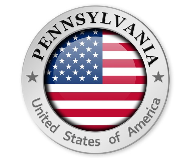 Silbernes Abzeichen mit Pennsylvania- und USA-Flagge