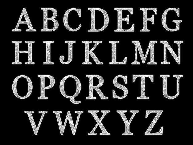 Silbernes metallisches Alphabet