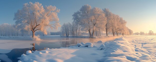 Una silenciosa mañana de invierno con hielo en el fondo