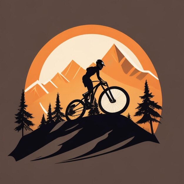 Foto silhouette_berg_fahrrad_hügel_flach_farbe