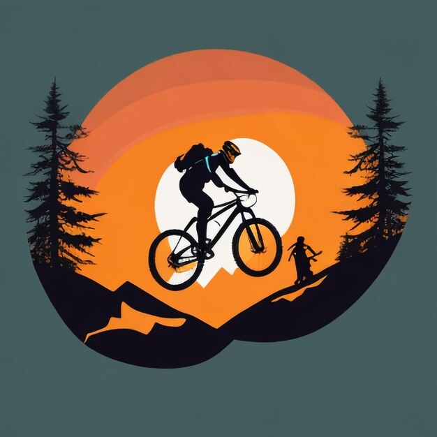 Silhouette_Berg_Fahrrad_Hügel_Flach_Farbe