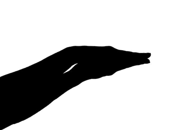 Silhouette der Hände auf dem weißen Hintergrund isoliert