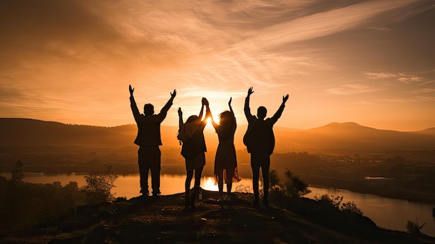 Silhouette des glücklichen Freundschaftstages