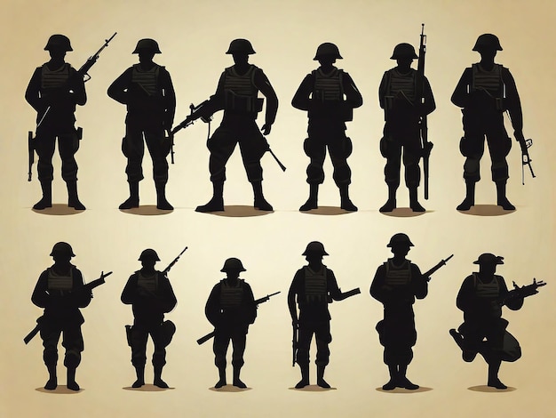 Silhouette-Design von Armeesoldaten